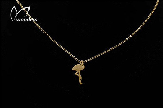 Flamingo initial Letter Disc Energy necklace