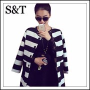 2015-New-Autumn-Women-Outerwear-Striped-Printed-Jacket-Slim-Casual-Coat