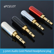 New 4pcs 3.5 mm Audio jack connector Adapter gold-plated plug Laser light carving Stereo headset rca dual track FREESHIPPING