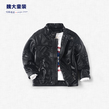 big boys leather coat 2016 spring section Euramerican children’s clothing leather jacket children PU leather collar boy