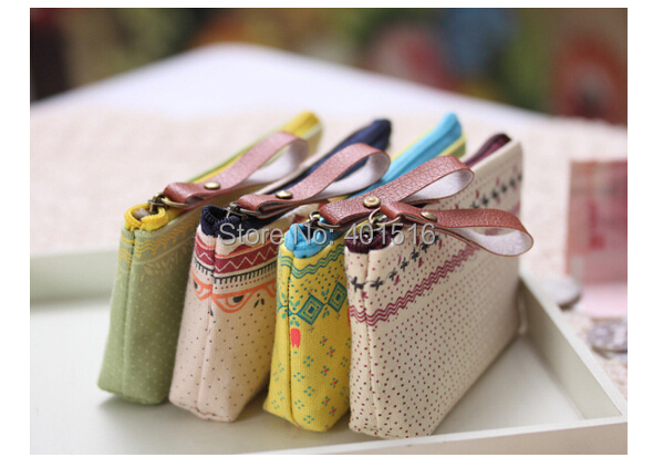 Fashion Cute Floral Canvas Fabric Purse Korea Style Kawaii Zipper