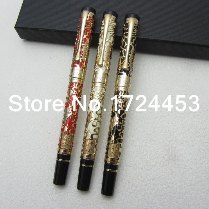 3PCS Jinhao 3Color and Embossed golden dragon High Quality Medium Nib Fountain Pen with gift box J1053