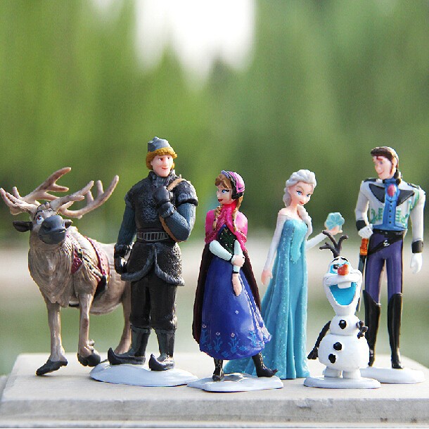 High Qualtiy 6 pieces/set Frozen Figure Play Set Anna Elsa Hans Kristoff Olaf Toys Doll Figure Model Gift for Kids T-10