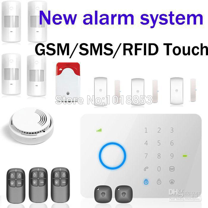 Chuango G5 315MHZ GSM / SMS Quad-band RFID Touch Alarm System G5 1 Set 50 Zones Touch Keypad GSM Phone SMS Wireless Home Securit
