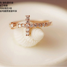 The New Exquisite Gold Plated Cross Adjustable Alloy Ring Korean Fashion Jewelry fashion rings rings for