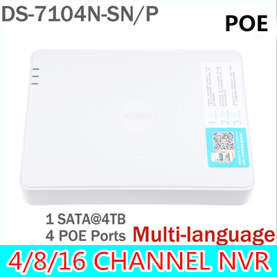 NVR POE 4CH HD mini IP 1080P CCTV digital network video recorder ds-7104n-sn/p 4 CH Channel ds-7104n ds-7104 ds sn