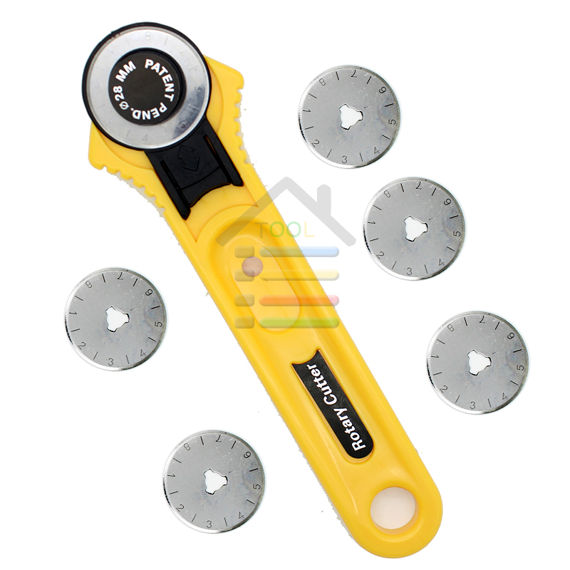 High Quality 28mm Rotary Cutter With More 5pcs Blades Sewing Quilting Craft Tool Cut off Fabric Paper Vinyl Patchwork Leather