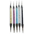 5Pcs 2 Ways Nail Art Dotting Pen Pencil Rhinestones Decorations Painting Drawing Brush Pen Nail Art