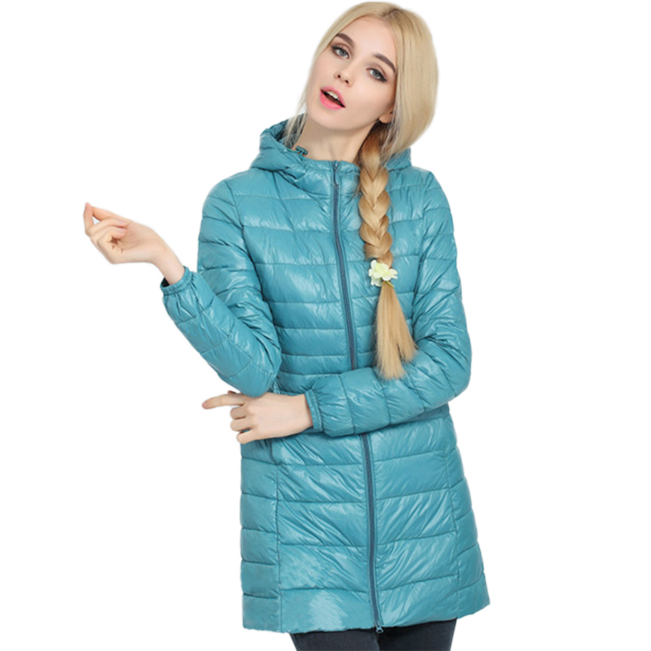 2015 Top Quality Brand Ladies Long Winter Autumn Overcoat Women Ultra Light 90% White Duck Down Coat With Bag Jackets S-XXXL