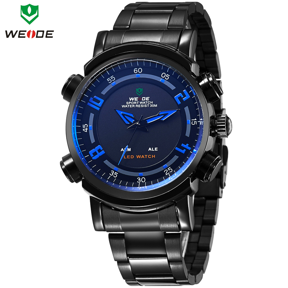New WEIDE Date Day Alarm Analog Digital LED Dual Time Illuminated Multi purpose Men Sports Watch