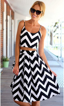 2015 summer Europe and America new wave stripes top and dress two-piece