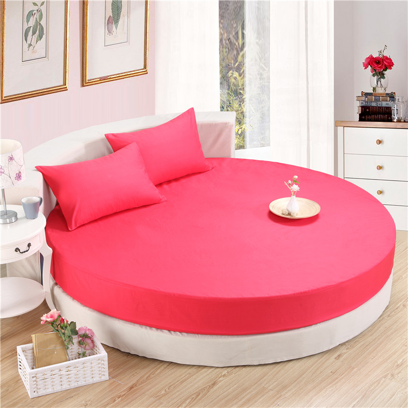 3-Pieces Solid Color 100% Cotton Round Fitted Sheet Set Round Bed Bedding Set Pillowcase Mattress Topper 200cm 220cm