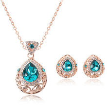 Angel tears Wedding Jewelry Set Costume collars Gold Plated pendants Necklace Earrings Sets women fashion jewellry
