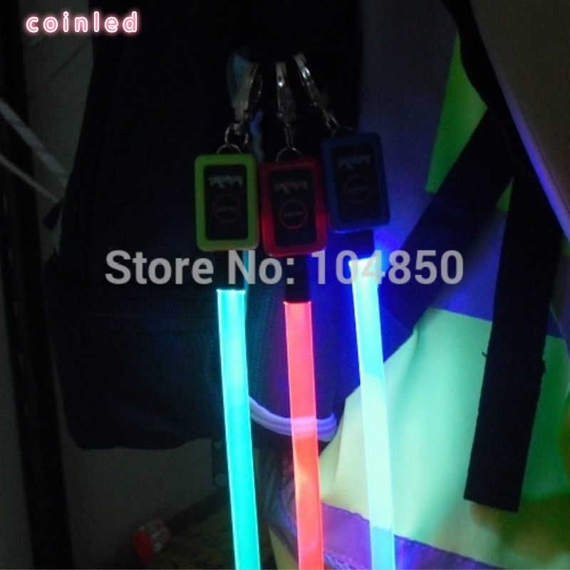 Free Shipping! Wholesale 10pcs/lot LED Flash Flat Optical Fiber PVC Pendant Ornament 8colors Camping Hiking Tool
