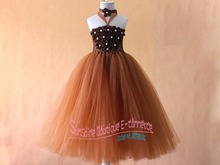 2015 Flower Girls Dress with headband Brown Dress for Girl Birthday/party