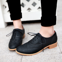 Round toe retro lace neutral low heel 3 cm casual oxfords shoe women ankle shoes top size four seasons