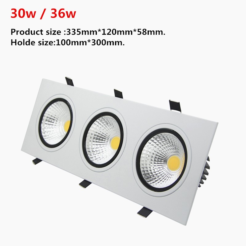 [DBF]Super Bright Recessed LED Dimmable 3 head Square Downlight COB 15W 21W 30W 36w LED Spot light Ceiling Lamp AC 110V 220V (2)