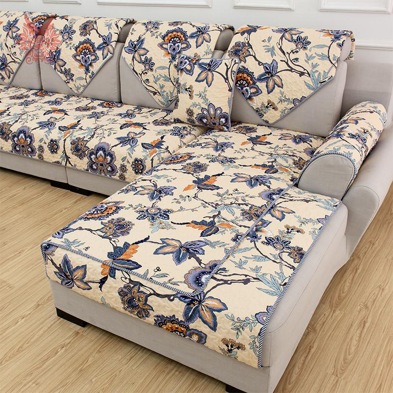 American style multi color floral print quilting Sofa cover pure 100%cotton sofa cover slipcovers for sectional sofa SP2467