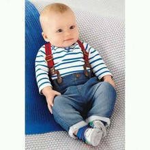 Retail Spring and autumn children’s clothing set baby boy cotton striped romper + jean pants 2pcs suit infant denim clothing