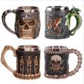 Novelty Medieval Stainless steel cup Skull 3D Dragon Mug Faucet Cup Double Wall Stainless Steel Canecas