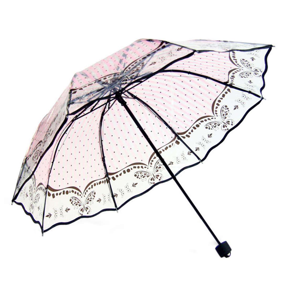 7 types Three Folds Beautiful Patterns Thicken Clear Rain Umbrella