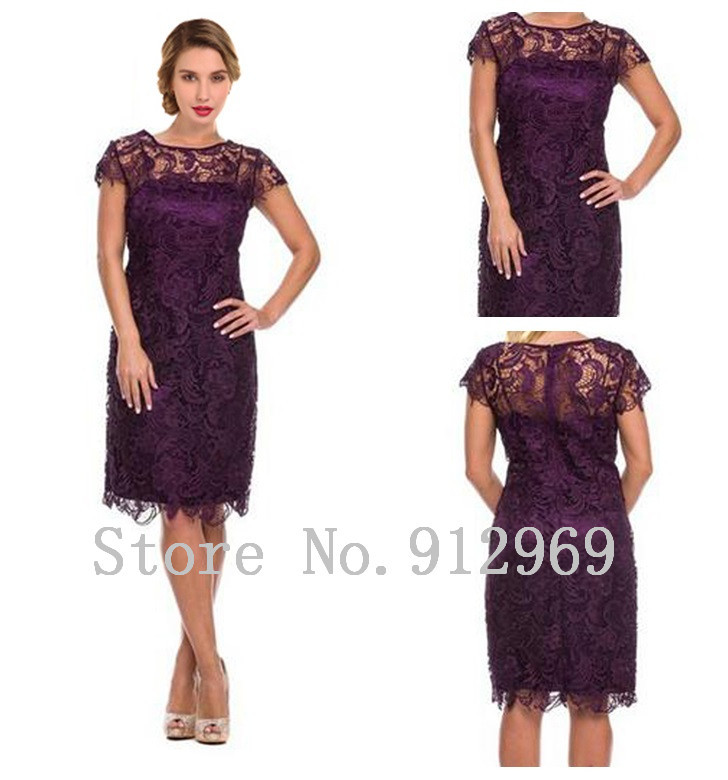 2015 hot sale purple lace dress elegant Mother of Bride Dresses Custom ...