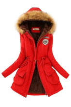 Women Hooded Fur Winter Thick Padded Long Coat Outerwear Jacket