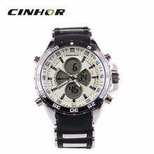 Besnew BN-0798 multifunción hombres deportes electrónicos + reloj del cuarzo – blanco + negro