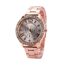 2016 New Arrival Women’s watch Rhinestone Stainless Steel Crystal Ladies Watch Gold Rose Gold Round quartz watch
