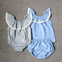 2016 summer toddler baby girl sets ruffles kids girl tops&cute pants clothings sets 80-90-100-110-120