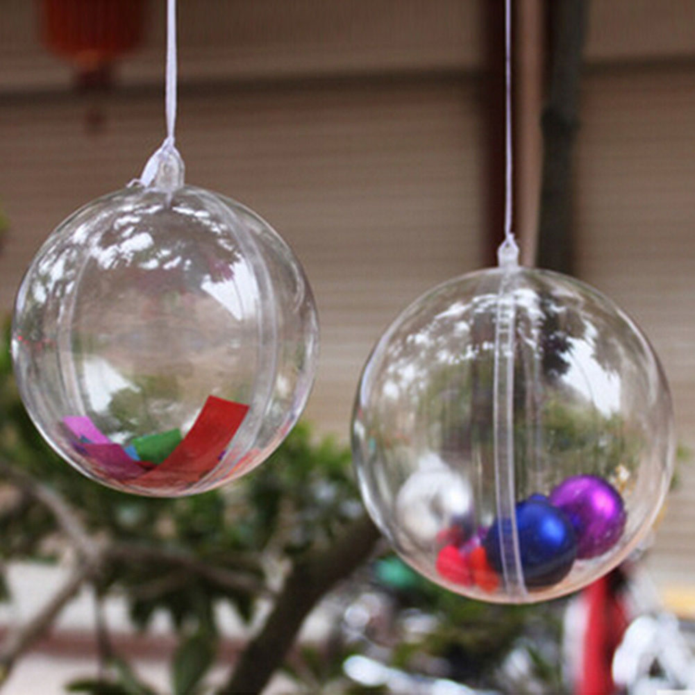 2pcs 6cm clear plastic hanging ball round bauble gift 2pcs 6cm clear plastic hanging ball round bauble gift
