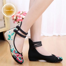 Fashion Women’s Shoes Chinese Style Casual Flats Shoes Soft Sole Cozy Retro Embroidery Walking Cloth Shoes Woman Plus Size 41