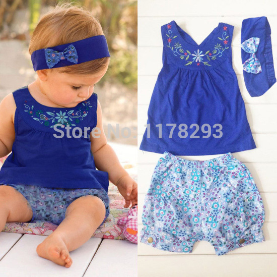 2015 Baby Kids Clothes Shirts Tops Pants with Headband 3PCS Outfits Sets for newborn Free Shipping