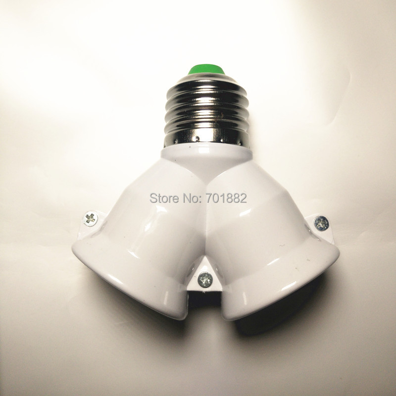 Dual Lamp Holder Bulb Converter with E27 Socket Adapter (2)