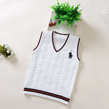 Spring and Autumn Children Boys knit vest quality big virgin hedging 70% cotton blend vest V-Neck unisex formal
