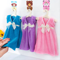 Lovey Dress Hanger Design Towel Soft Absorbent Kitchen Bathroom Towels Cute Children Hand Cleaning Cloths Pink