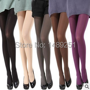 2016 Hot Women Sexy Pantyhose Autumn Winter Nylon Tights 120D Velvet Candy Color Stockings Step Foot