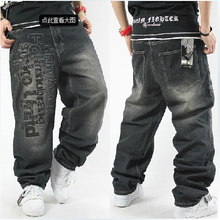 Free shipping Tide men’s casual clothing hip hop jeans washed embroidered loose skateboard pants 30-44