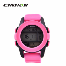 2015 recién llegado de las mujeres chica moda SYNOKE Color rosa de silicona Digital deportivo reloj de pulsera reloj Casual