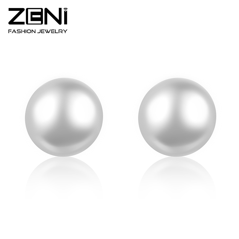 2016 New Fine Jewelry 100% 925 Sterling Silver Jewelry Simulated-pearl Stud Earring Zeni Jewelry