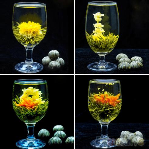 4 Balls Different Handmade Blooming Flower Green Tea Home Wedding Gift 1ON6 1ORU 48FN