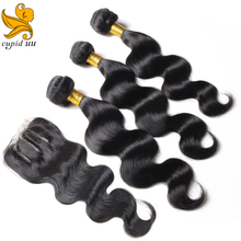Unprocessed Brazilian Virgin Hair With Closure 4Pcs Lot Hair Bundles With Lace Closures Brazilian Body Wave