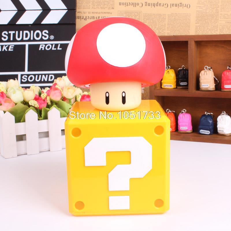 Super Mario Bros Toys Mushroom Coin Box Figure Toys Dolls Piggy Bank Deposit Coins For An Authentic Game Sound