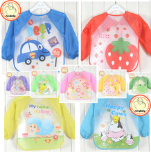 Hot New Children Baby Todders Waterproof Long Sleeve Art Smock Bibs Apron Cartoon 2016 Feeding baberos bavoir clothing