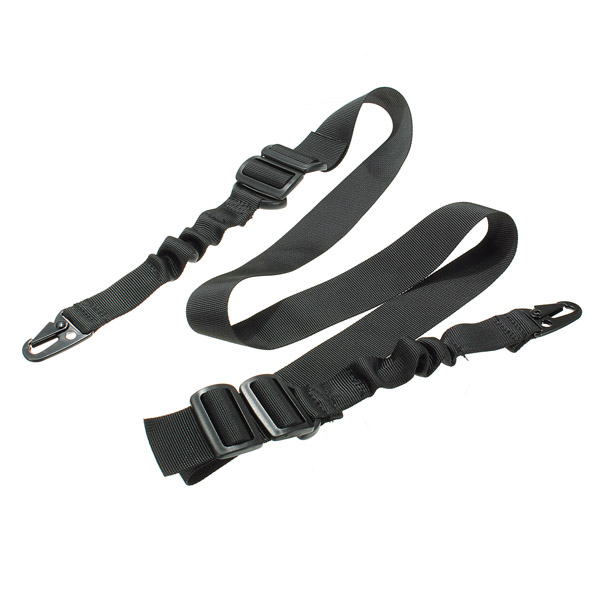 High quality Black 1 4m Nylon Metal Adjustable Hunting Tactical Sling Dual Point 2 Swivels Strap