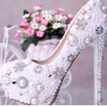 Luxurious Elegant Wedding Bridal Shoes Rhinestone with Imitation Pearl High Heel Wedding Dress Shoes Woman Party