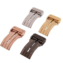 Steel Folding Buckle Clasp 22mm for brand Luxury watches Leather watchband buckles rubber strap deployment Black Gold Silver