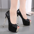 2017 Spring New Ultra high heeled Shoes Peep Toe Waterproof Shoes Sexy 15cm High Heels Women