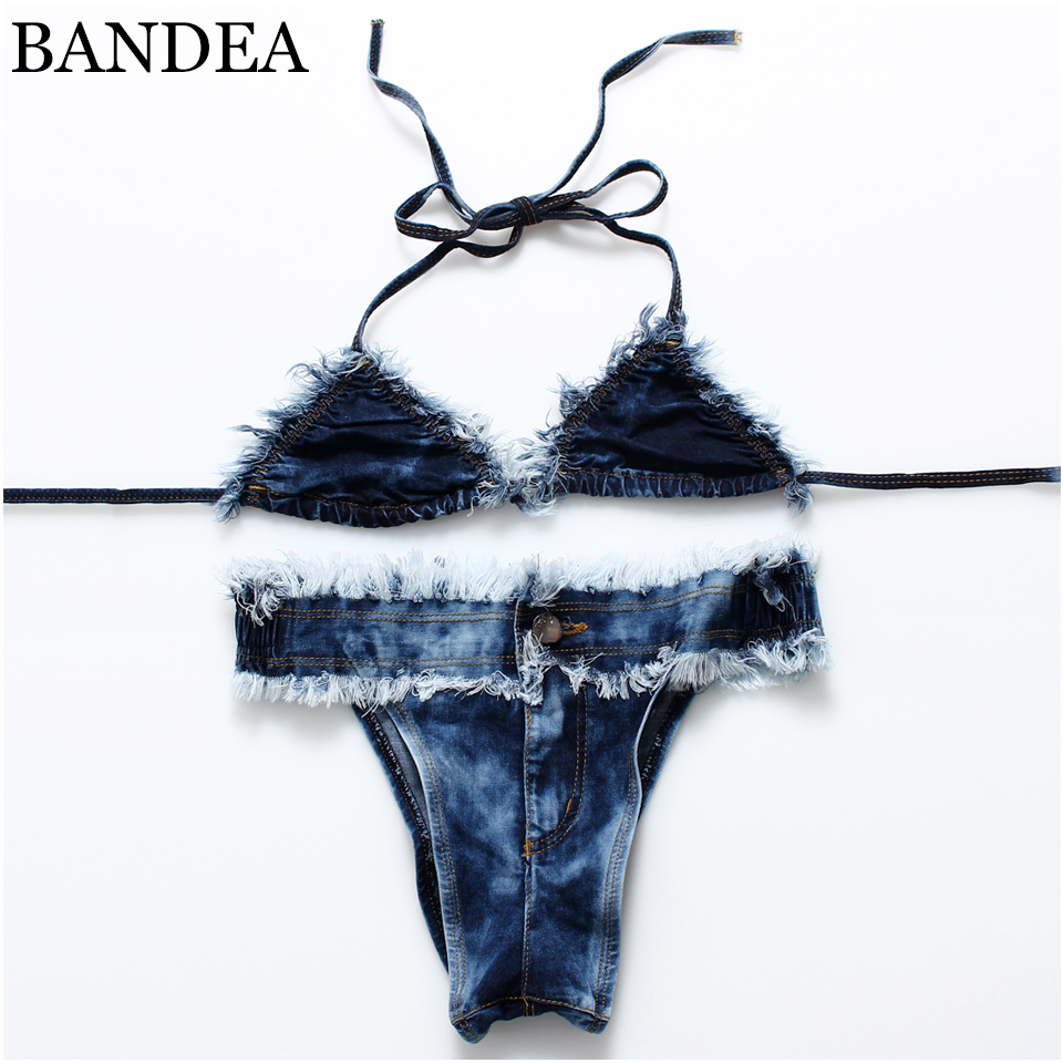 2016 New Sexy Bikinis Cowboy Women Swimsuit Halter Retro Denim Swimwear Brazilian Swimsuit High Waist Bathing Suit S-XL 2016 New Sexy Bikinis Cowboy Women Swimsuit Halter Retro Denim Swimwear Brazilian Swimsuit High Waist Bathing Suit S-XL