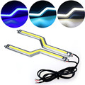 2x Bright Slim Z shaped COB Car DRL Fog Strip Daytime Running Lights